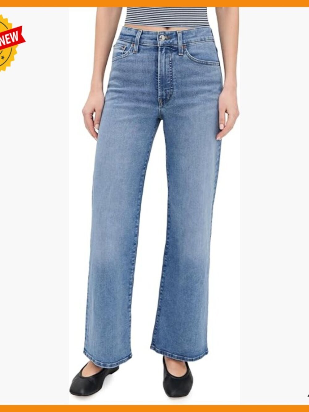 Wide Leg Denim Jeans, Mid-Rise, Stretch Fabric, 30 Inseam